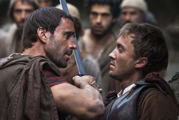 "Risen" stars Joseph Fiennes (left) as a Roman soldier, with Tom Felton, investigating how Jesus' body disappeared from his tomb.