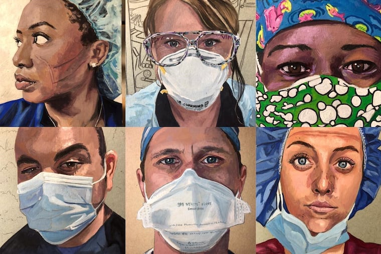 Steve Derrick has been painting medical workers around the world since April and has created more than 120 portraits so far.
