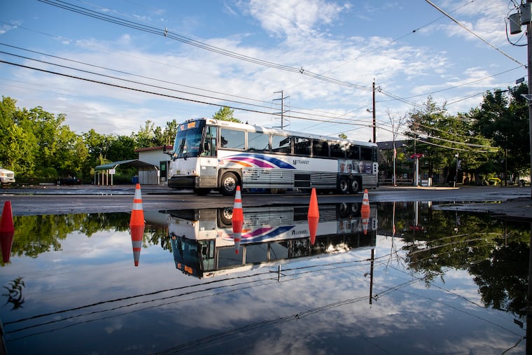 Minor flooding in Westville, N.J., on Broadway and Willow Road next to the post office on Friday, a day after a massive storm shut down the main street in the South Jersey town.
