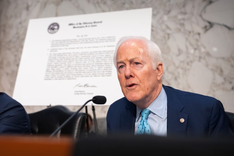 Sen. John Cornyn (R, Texas) told reporters that the Justice Department has not adequately addressed in writing his concerns about the settlement that afforded Trump and members of his family protection from tax audits.