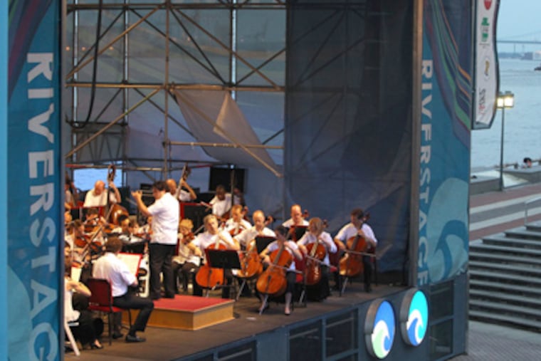 The Philadelphia Orchestra at Penn's Landing on Friday during its second and last free neighborhood summer concert. Thousands descended on the area. (Ron Cortes / Staff Photographer)