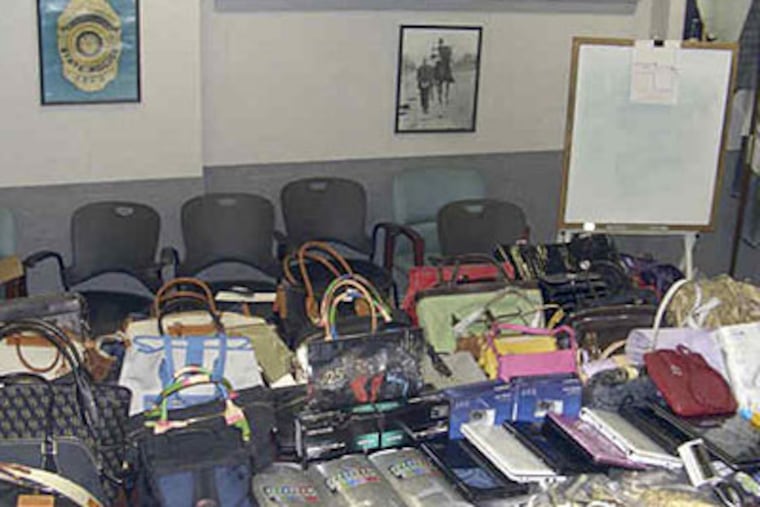 Some of the goods that police say Jennifer John stole from QVC that were recovered from her home in Broomall.