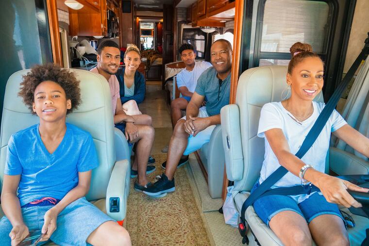 This season of Hallmark Channel's "Meet the Peetes" launches Sunday, Feb. 24, and includes a family trip to the Grand Canyon by RV. From left: Roman, RJ, Ryan and Robinson with their father, former Eagles quarterback Rodney Peete, and their Philadelphia native mother, actress Holly Robinson Peete.