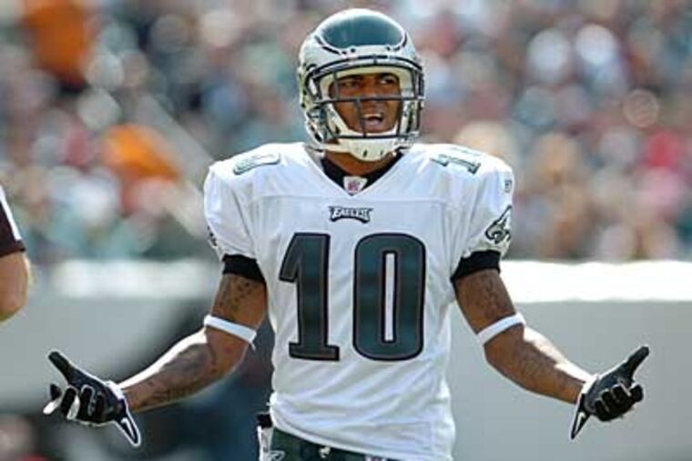 Eagles wide receiver DeSean Jackson reacts to an offensive pass interference call against the Bucs. (Clem Murray / Staff Photographer)