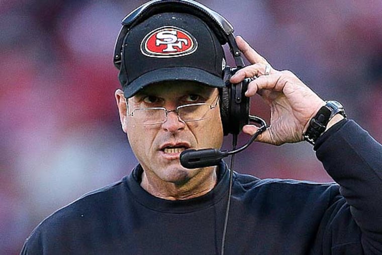 San Francisco 49ers head coach Jim Harbaugh against the Arizona Cardinals during the second half of an NFL football game in San Francisco, Sunday, Dec. 30, 2012. (Marcio Jose Sanchez/AP)