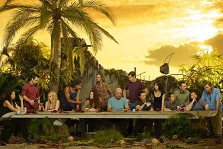 The "Lost" legion in a poster that ABC labels “Sunset on the Beach,” obviously modeled on Da Vinci’s "Last Supper."