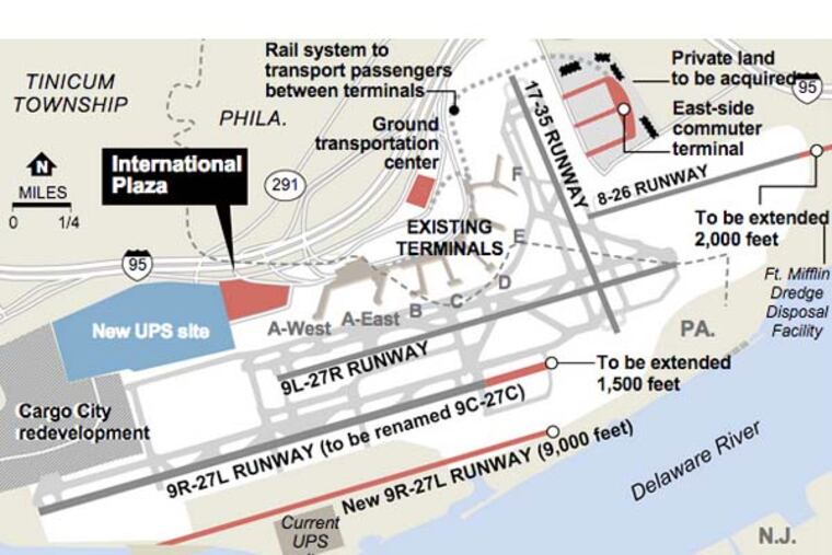 As part of a multi-year expansion of Philadelphia International Airport, the City of Philadelphia would like to buy International Plaza, a 27-acre property located on the airport’s west side. Information provided by the Federal Aviation Administration.