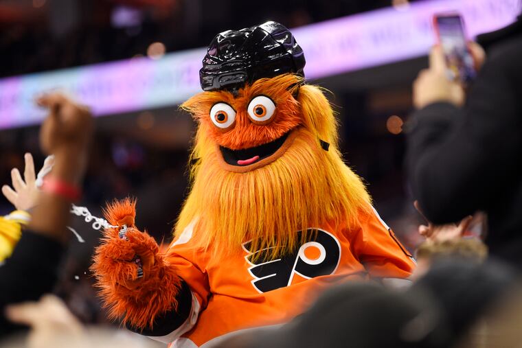 Gritty during a Flyers game at the Wells Fargo Center.