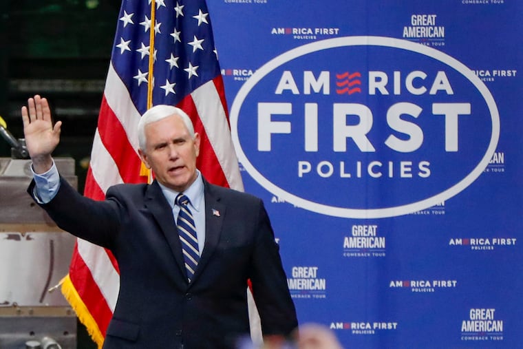 Vice President Mike Pence after touring an Oberg Industries plant in Sarver, Pa., on June 12, 2020.