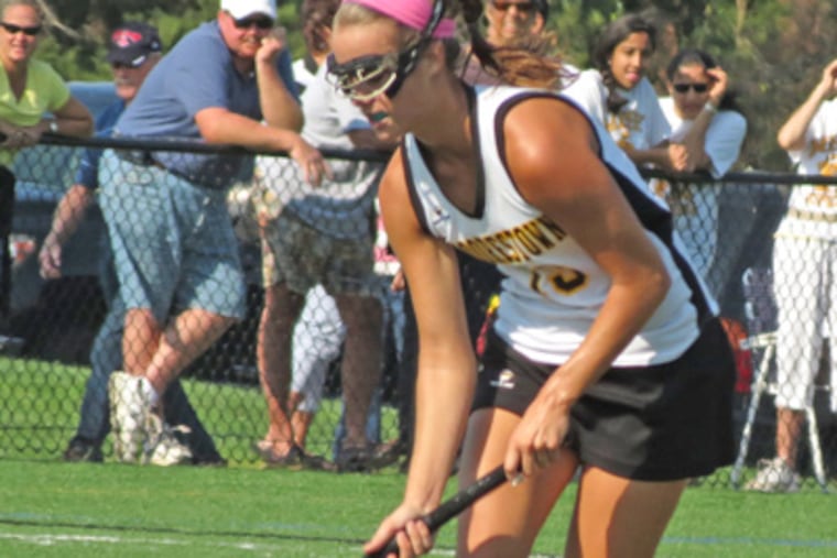 Moorestown's Mary Flick works the ball up the field Saturday against Shawnee. (Marc Narducci/Staff)