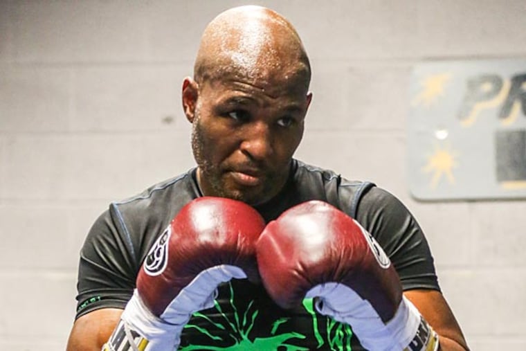 Bernard Hopkins spars at Joe Hands Gym in preparation for his Nov. 8
title fight against Russian fighter Sergey Kovalev in Atlantic City. (Andrew Thayer/Staff Photographer)