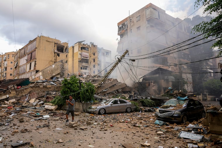 The site of an Israeli airstrike in Lebanon on Tuesday, Oct. 1, 2024.