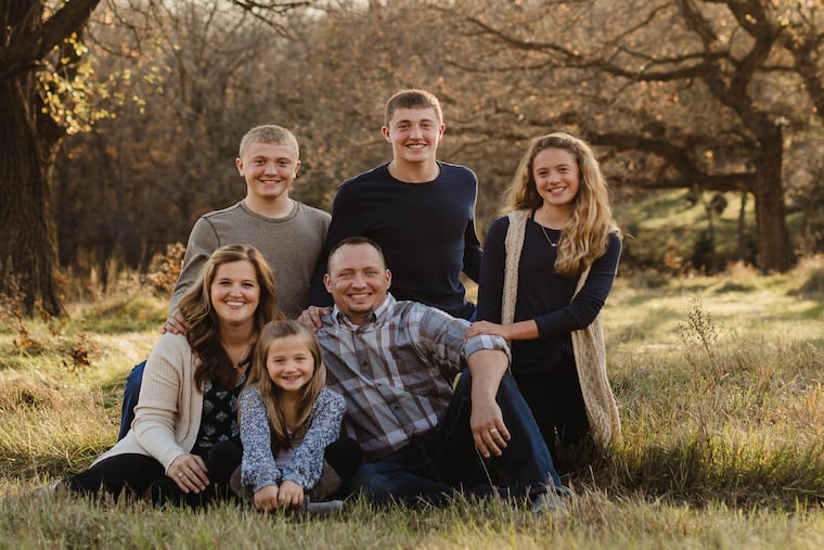 The Bayer family (back row, left to right) Jestin, 13, RJ, 15, Jade, 11, (front row) Jamie, Reagan, 7, and Ryan.