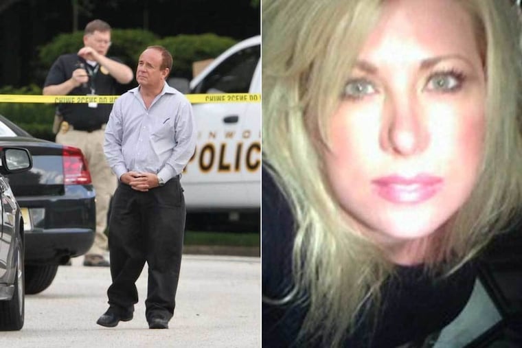 James Kauffman (left), an Atlantic City-area doctor, stands outside the house he shared with his wife, April Kauffman (right) who was shot to death.