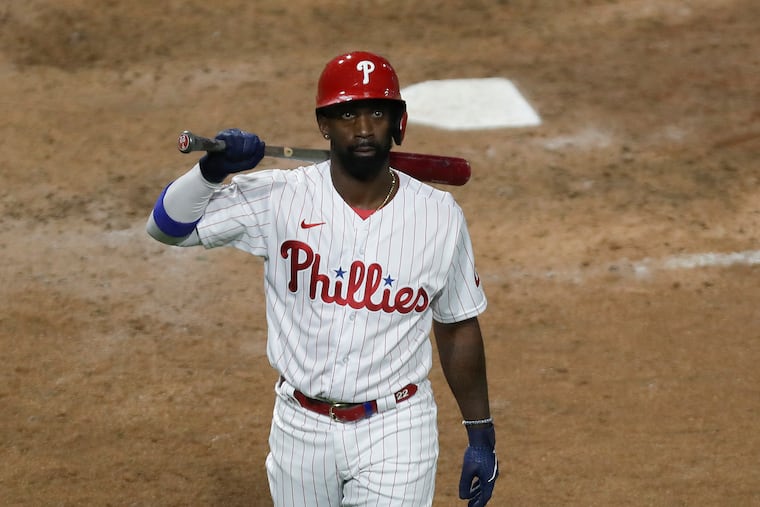Even after injuries to outfielders Jay Bruce and Roman Quinn over the weekend, the Phillies want to be cautious about not overusing Andrew McCutchen (above) in left field.