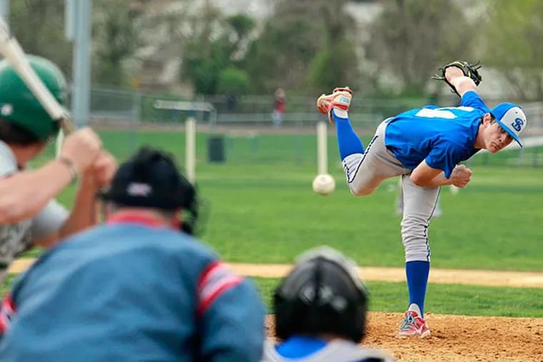 Sterling High School pitcher Donovan Casey pitches during a game. (Akira Suwa/Staff Photographer)