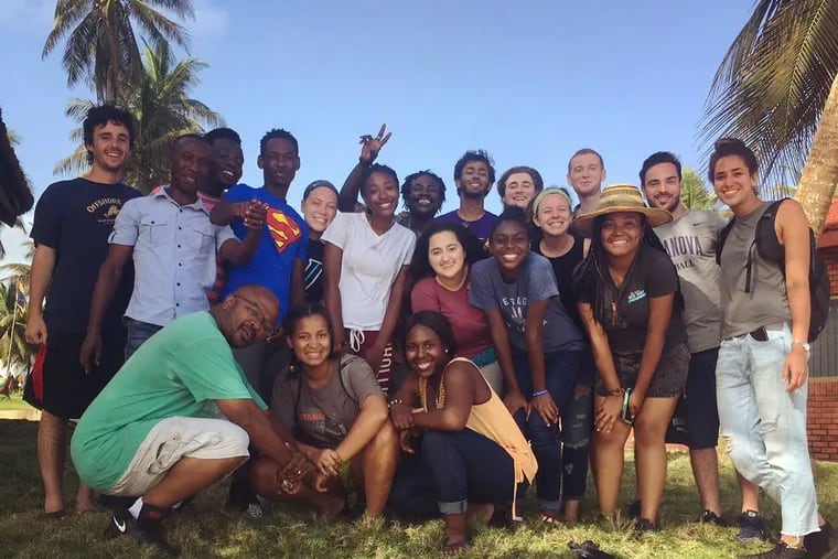 Villanova University students shooting the documentary in Ghana.