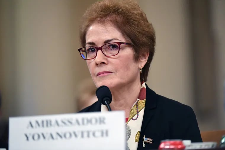 Former Ambassador to Ukraine Marie Yovanovitch appears before the House Intelligence Committee during an impeachment hearing at the Longworth House Office Building on Nov. 15.