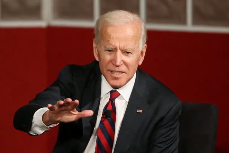 Former Vice President Joe Biden speaks at the University of Pennsylvania on Feb. 19.