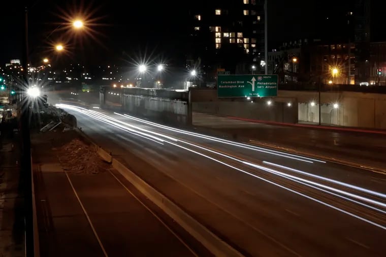 File photo of Interstate 95 at night in Philadelphia.
