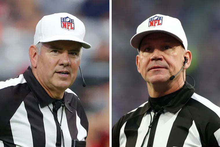 NFL referees Bill Vinovich (left) and Clete Blakeman will call today's AFC and NFC championship games. Vinovich is on Rams-Saints, while Blakeman will call Patriots-Chiefs.