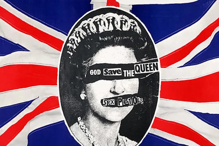 A poster for "God Save the Queen," a 1977 Sex Pistols single. The exhibition's title comes from another Sex Pistols song.