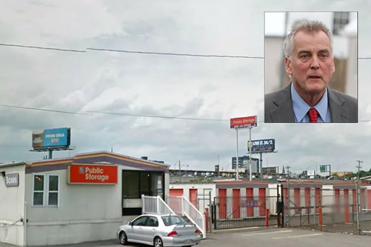 Sports television anchor Don Tollefson's storage units at Public Storage on North Columbus Boulevard will go up for auction on Monday. (image via google maps, staff)