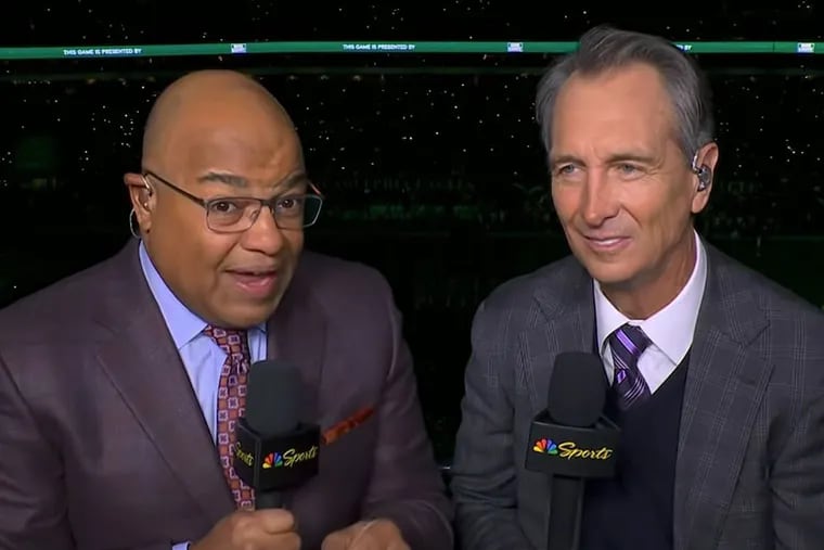 'Sunday Night Football' announcers Mike Tirico (left) and Cris Collinsworth will call Eagles-Cowboys on NBC.