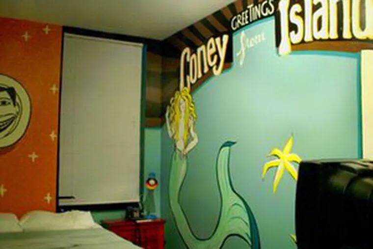At the Chelsea Star Hotel , on West 30th Street not far from Penn Station, the 16 single and double rooms are campily decorated around themes; this one is Coney Island.