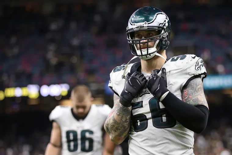 Eagles defensive end Chris Long (56) is up for the NFL's Man of the Year award.