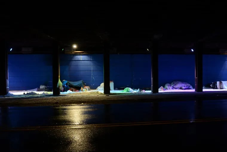 Homeless living conditions under a bridge at Frankford and Lehigh avenue are shown at the Kensington neighborhood in Philadelphia.
