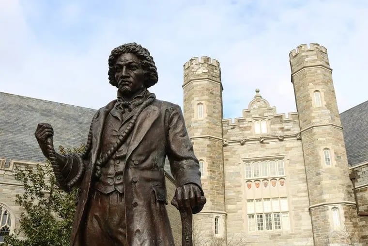 A statue of Frederick Douglass on West Chester University's campus.