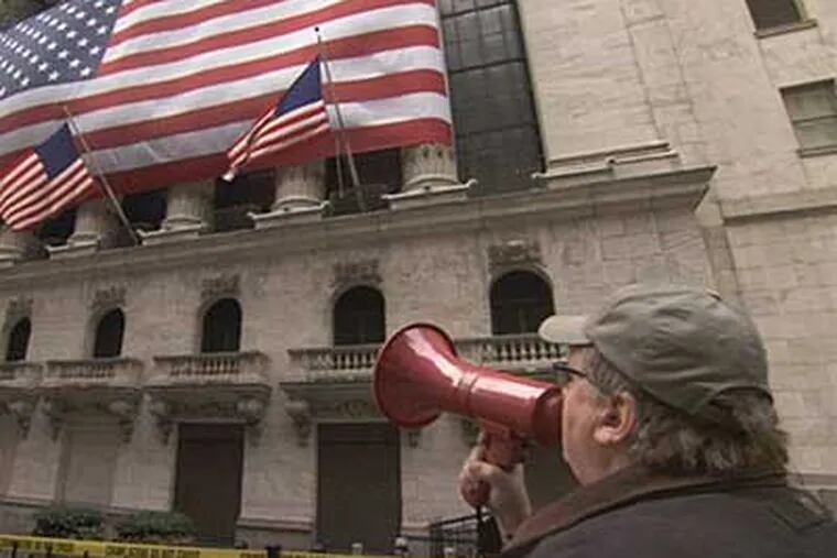 Michael Moore declares the New York Stock Exchange a crime scene in his new film, "Capitalism: A Love Story."