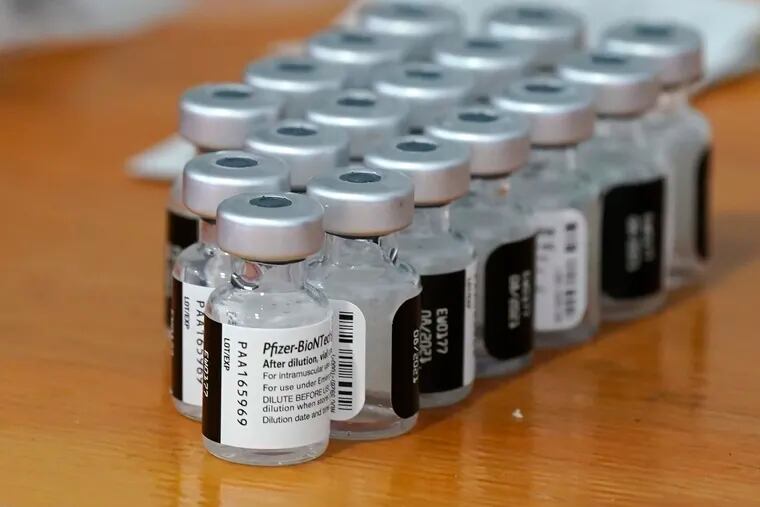 Vials of Pfizer's COVID-19 vaccine at a health center in suburban Dallas last month.