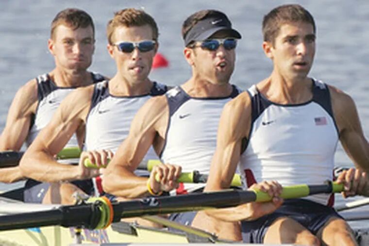 Paul Teti of Upper Darby, seated third in the 2004 Olympic lightweight four, is one of five area athletes to make the 2008 Olympic rowing team. This will be his third Games.