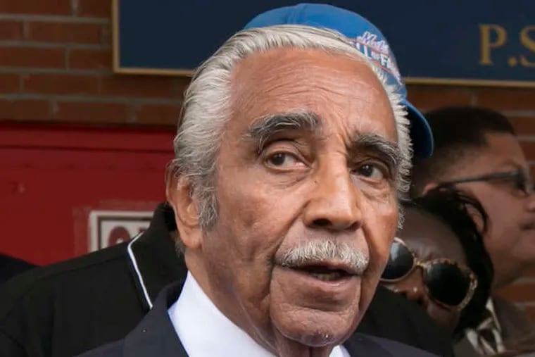 Rep. Charles B. Rangel (D., N.Y.) outside his polling place. Rangel, who ranks third in seniority in the House, was in a tough primary rematch with State Sen. Adriano Espaillat.