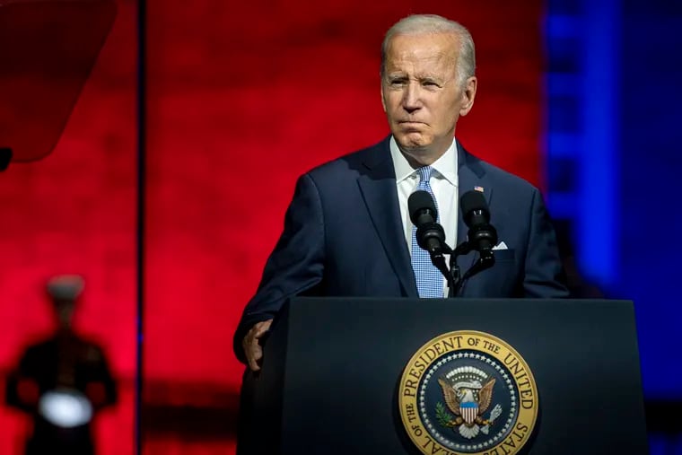 File photo of President Joe Biden speaking at Independence Hall in Philadelphia on Sept. 1, 2022.