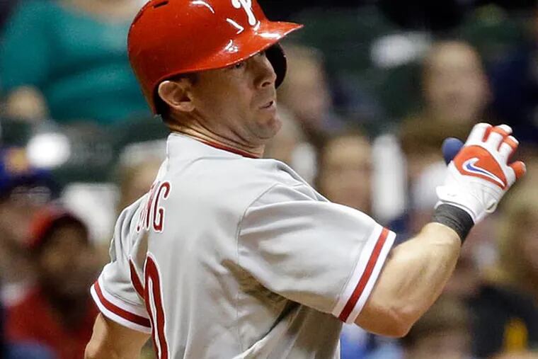 Michael Young was atop the batting order for the Phillies Tuesday for the fifth straight game. (AP Photo/Morry Gash)
