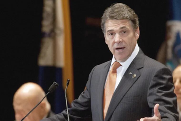 Republican presidential candidate Texas Gov. Rick Perry speaks in New York. (AP Photo/Henny Ray Abrams, File)