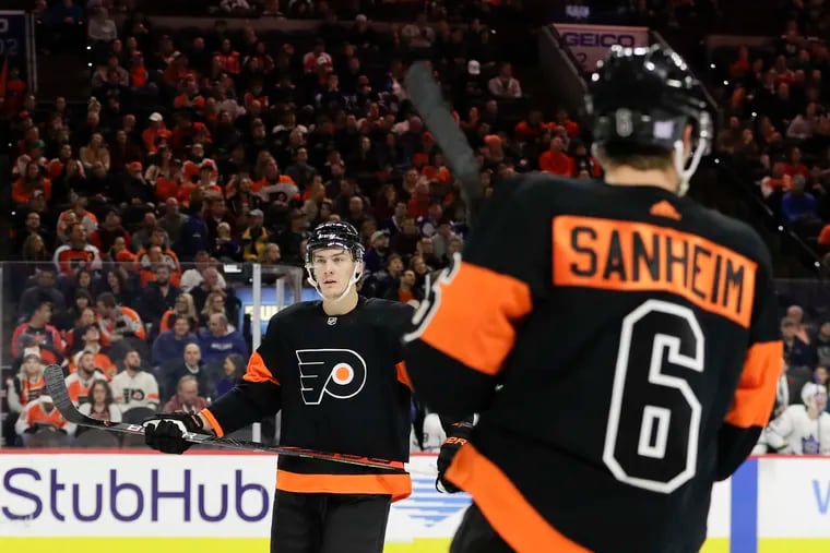 Phil Myers and Travis Sanheim will get their first taste of playoff hockey as defense partners.