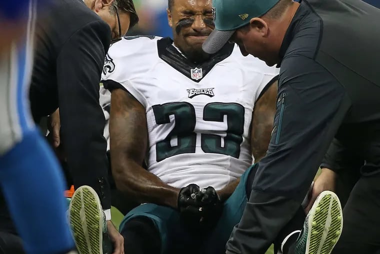 The Eagles' Nolan Carroll broke his right ankle on a play in the second quarter against the Lions. The season for the cornerback, who has played 99 percent of the defensive snaps, is over.