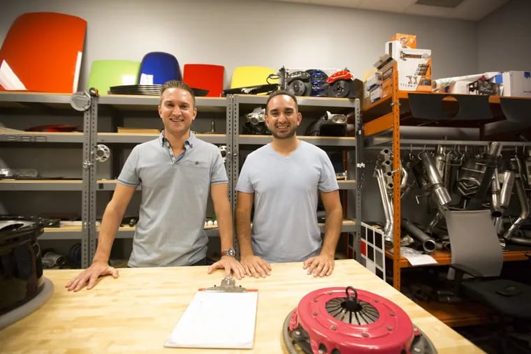 Andrew (left) and Steve Voudouris, founders of Turn5, an automotive e-commerce business, at company headquarters in Malvern.