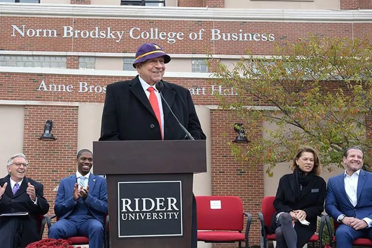 Alumnus Norm Brodsky gifted $10 million to Rider University, the largest donation in the school's history. The business school has been named after him.