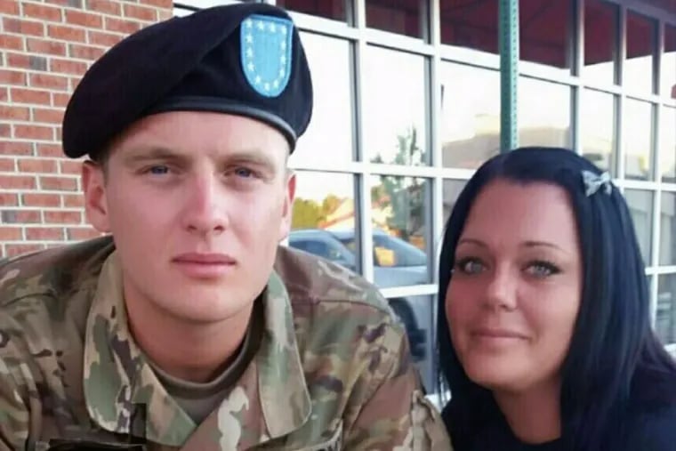 Pvt. Austin Freni (left) with his mother, Lori Freni of Atco, N.J.. Austin Freni suffered a broken jaw after he and his mother confronted a group of men who made a derogatory comment about the Army on New Year’s Day in South Philadelphia, police said Friday.