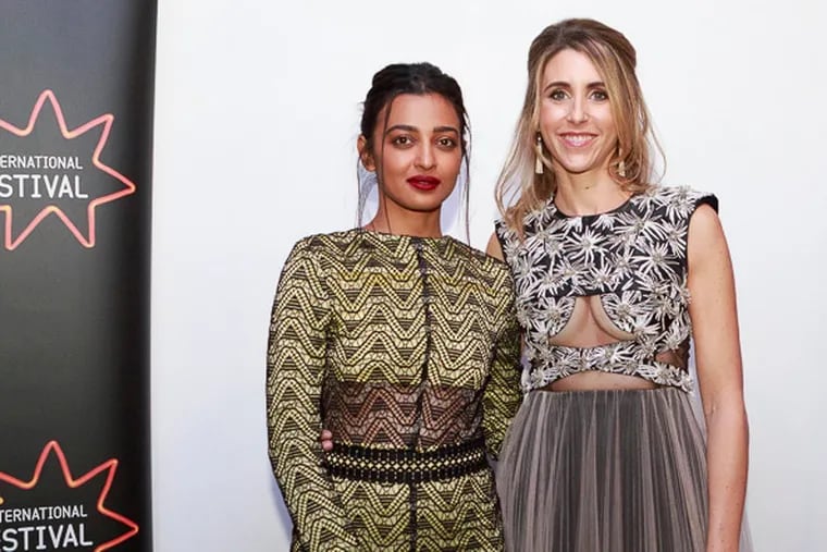 Sarah Megan Thomas (right) and Radhika Apte attend a screening of "Liberté: A Call to Spy" at this year's Edinburgh International Film Festival.