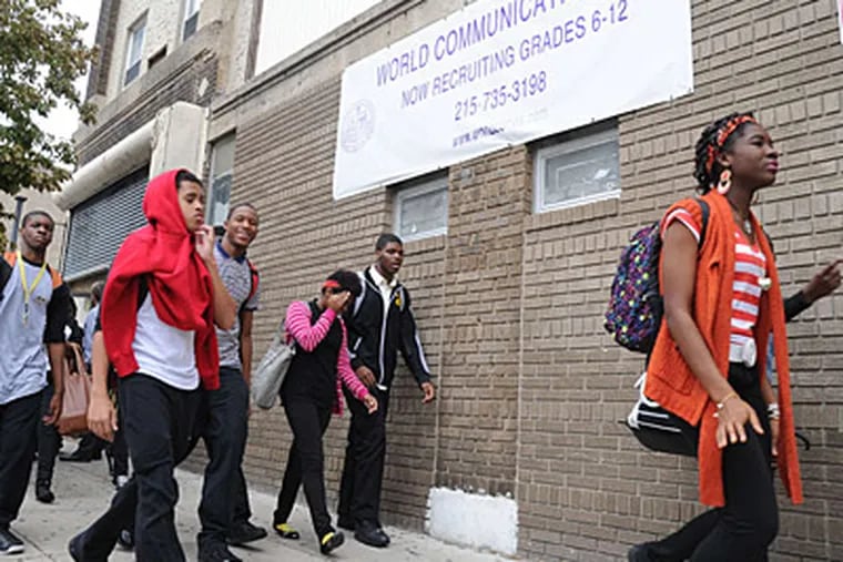 Among problems the district cited at World Communications is high student turnover. (Clem Murray/Staff Photographer)