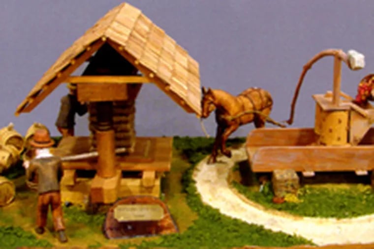 &quot;Processing Apple Cider - Summer&quot; is among eight carved folk-art dioramas by John Dale being offered by Alderfer&#0039;s. They are expected to sell in the mid-three-figure range.