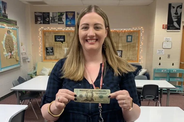 Kristina Ulmer, a ninth-grade English teacher at Hatboro-Horsham High School, gave each of her students $20 to do a random act of kindness.