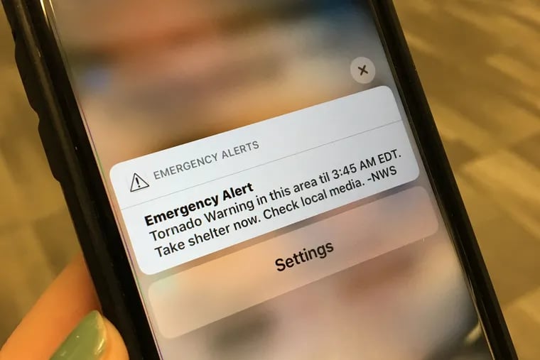 A tornado alert awakened Philadelphia-area residents in the middle of the night on Monday, April 15, 2019.