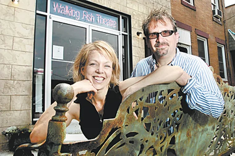 Michelle Pauls and Stan Heleva are founders of Walking Fish Theatre on Frankford Ave.. (Laurence Kesterson / Inquirer)